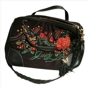 Juicy Couture Hobo, Black Womens Handbag, 12"X12"X5", EUC